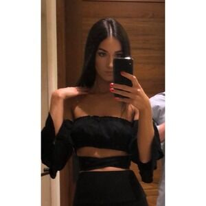 Blue Life off the shoulder wrap crop top